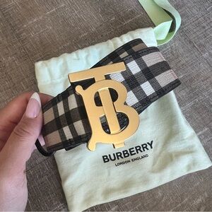 Burberry Check Belt with gold buckle